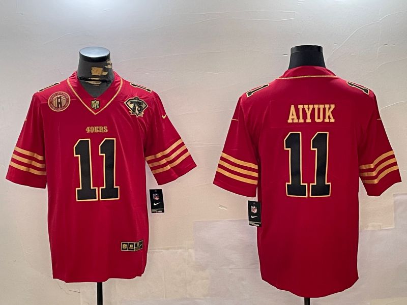 Men San Francisco 49ers 11 Aiyuk Red Gold 2024 Nike Limited NFL Jersey style 12302